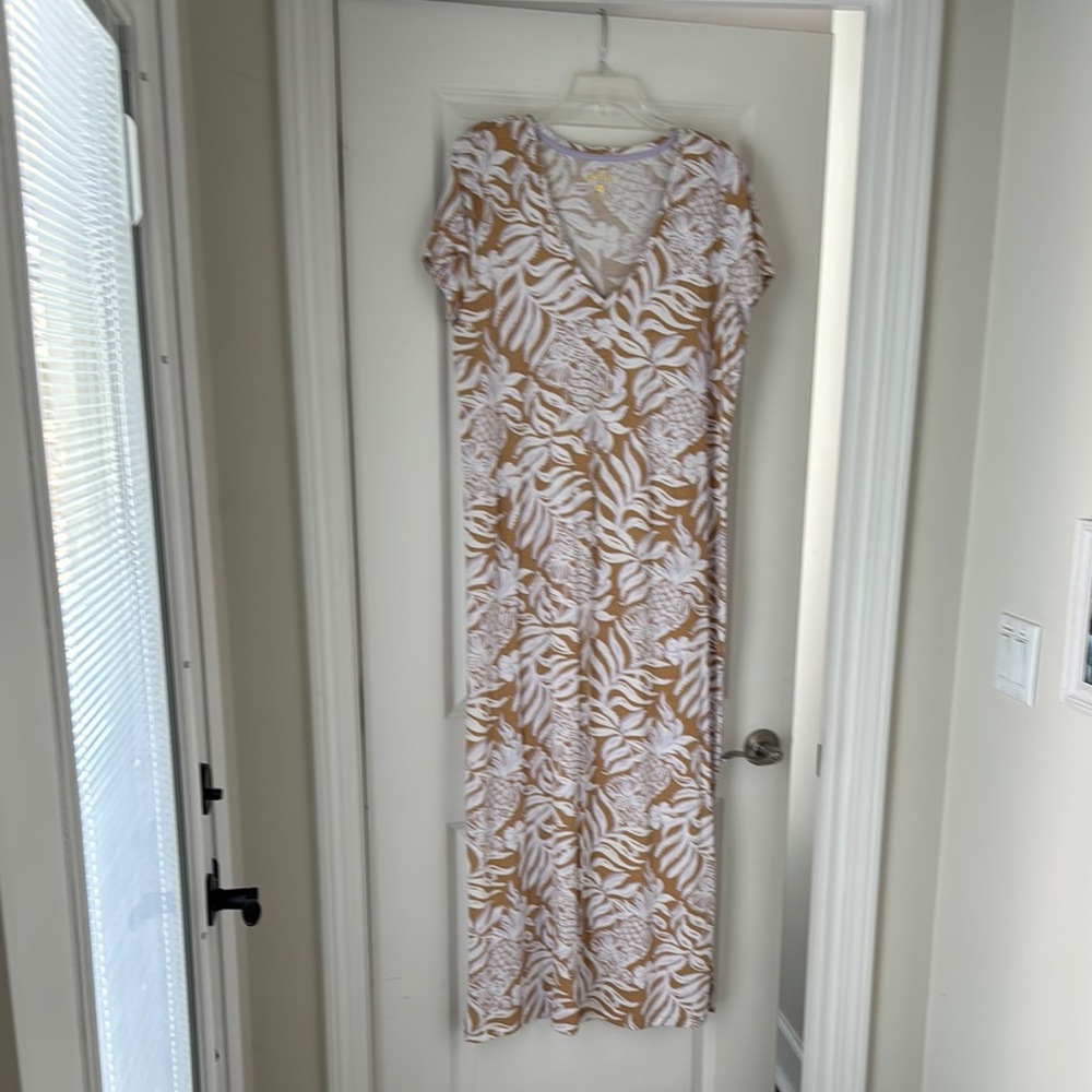 NET Lilly Pulitzer Brown Sheath Maxi Dress with V-Neck